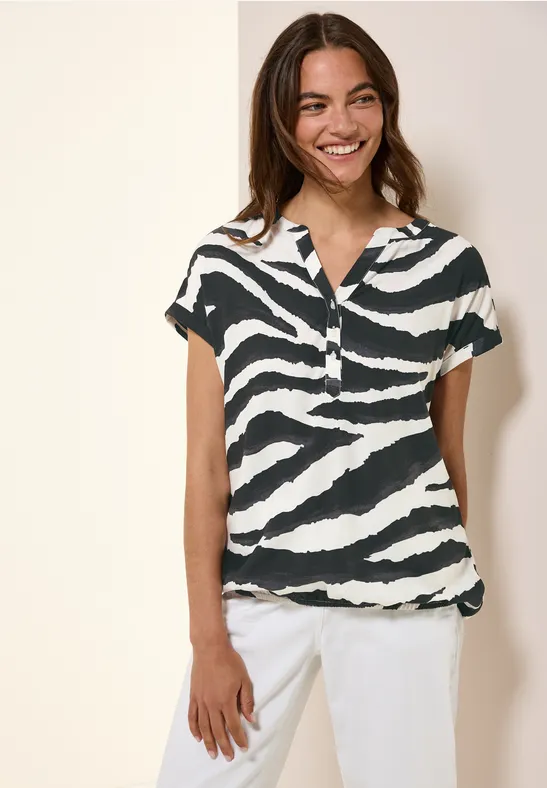 Cecil Damen Blusenshirt mit Zebra Print in Grau, Gr: XL