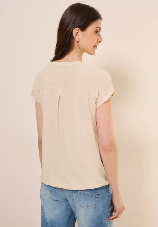 Cecil Damen Kurzarmbluse in Unifarbe in Beige, Gr: XXL