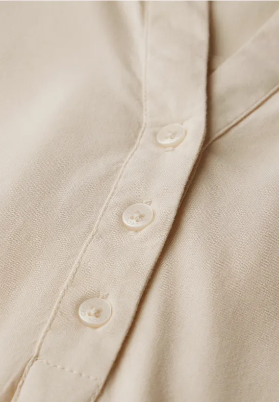 Cecil Damen Kurzarmbluse in Unifarbe in Beige, Gr: XXL