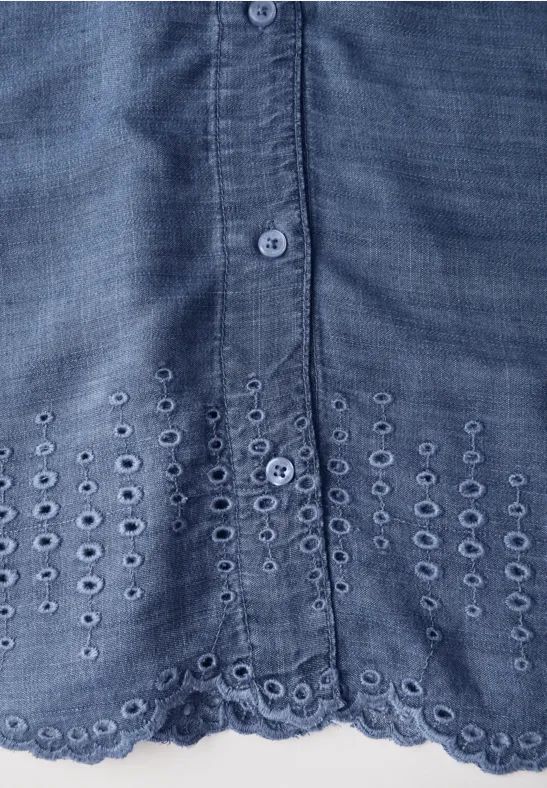 Cecil Damen Lyocellbluse mit Stickerei in Blau, Gr: L