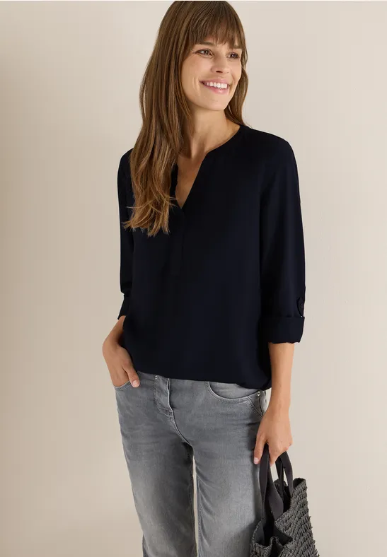 Cecil Damen Bluse in Unifarbe in Blau, Gr: XL