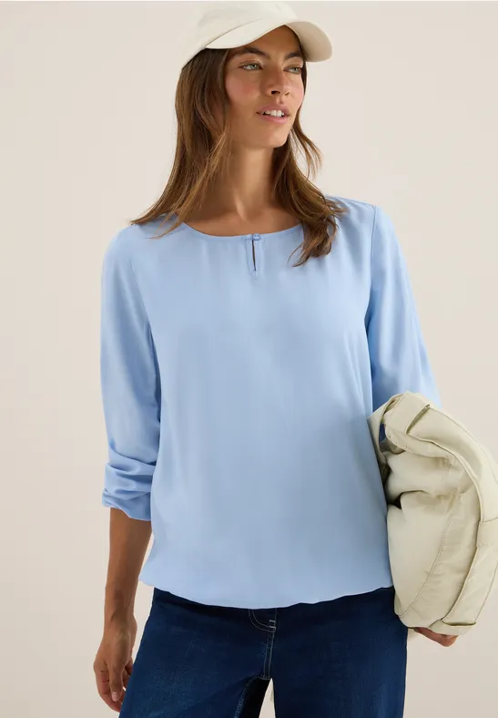 Cecil Damen Bluse in Unifarbe in Blau, Gr: L
