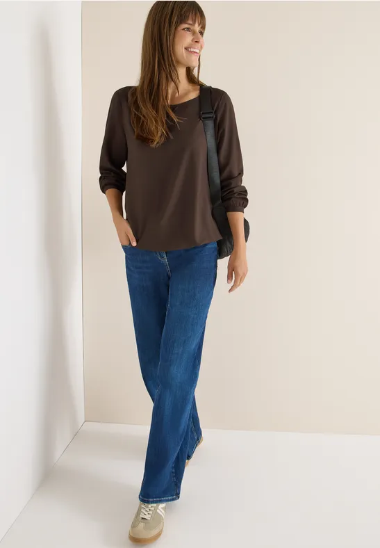 Cecil Damen Bluse in Unifarbe in Braun, Gr: L