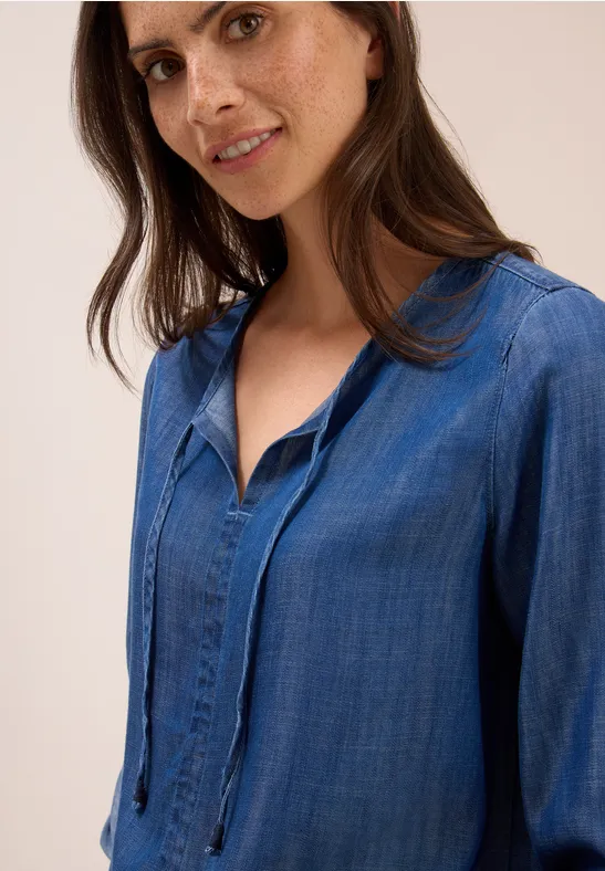 Cecil Damen Lyocell Bluse in Blau, Gr: XS