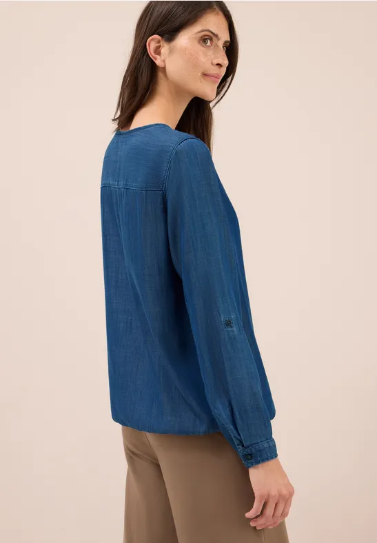 Cecil Damen Lyocell Bluse in Blau, Gr: XS