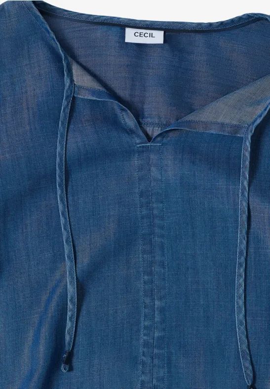 Cecil Damen Lyocell Bluse in Blau, Gr: XS