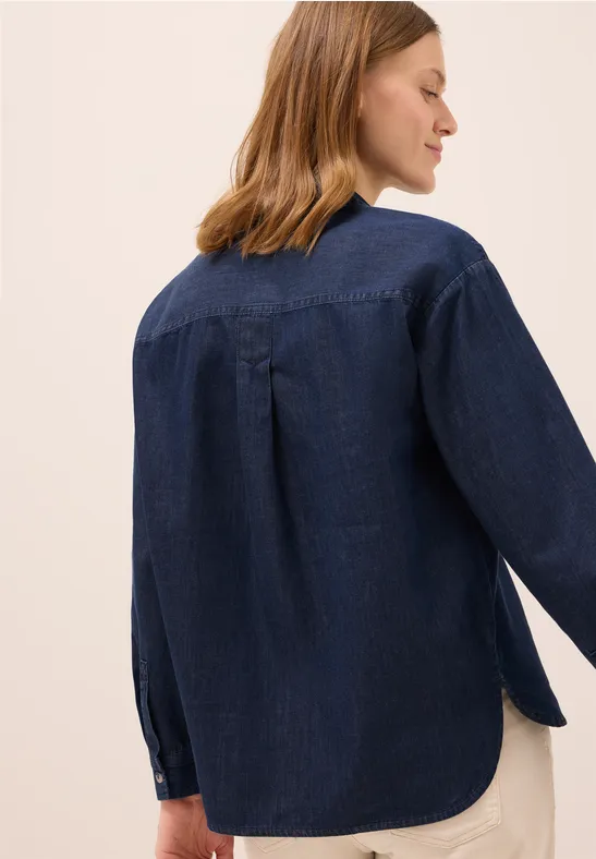 Cecil Damen Denim Look Baumwollhemdbluse in Blau, Gr: S