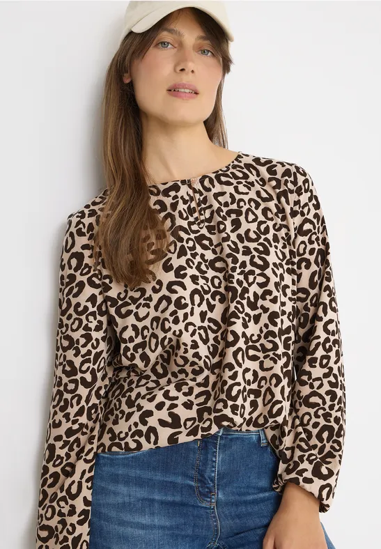 Cecil Damen Gemusterte Bluse in Beige, Gr: L
