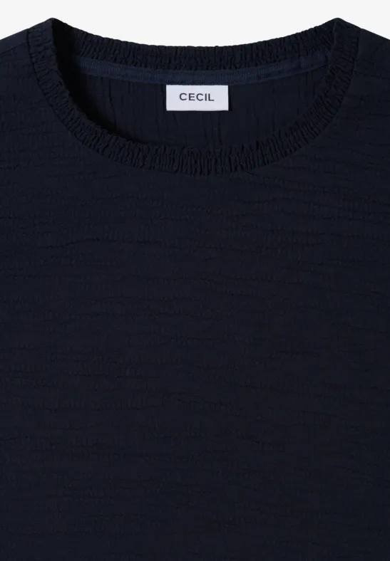 Cecil Damen Bluse mit Smock-Ausschnitt in Blau, Gr: L