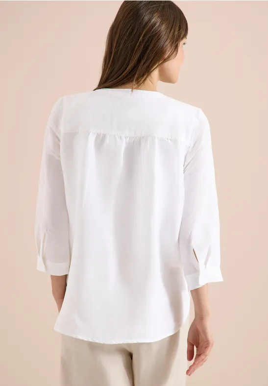 Cecil Damen Bluse mit Split Neck aus Leinenmix in Weiß, Gr: L