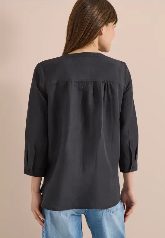 Cecil Damen Bluse mit Split Neck aus Leinenmix in Grau, Gr: L