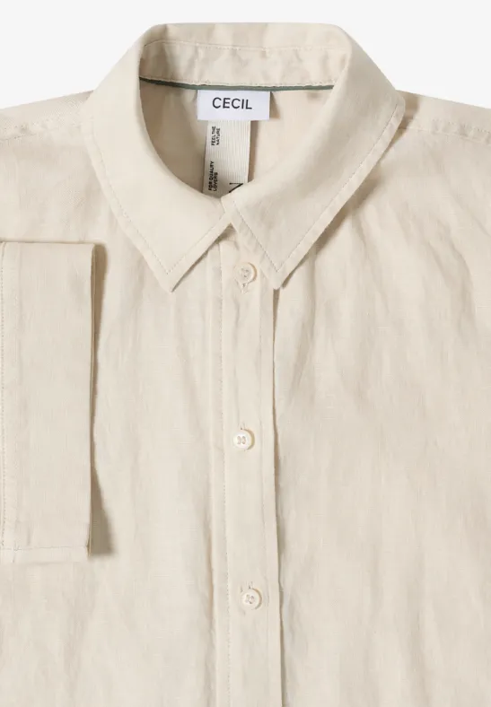 Cecil Damen Kurzarm Hemdbluse aus reinem Leinen in Beige, Gr: L