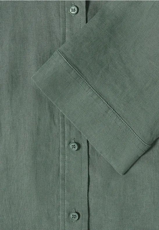 Cecil Damen Kurzarm Hemdbluse aus reinem Leinen in Grün, Gr: L