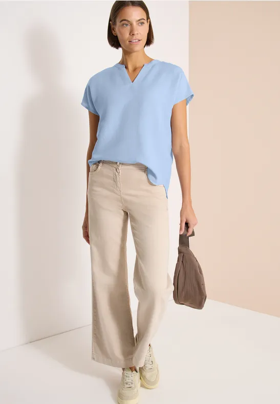 Cecil Damen Dropped Shoulder Bluse aus Leinenmix in Blau, Gr: L