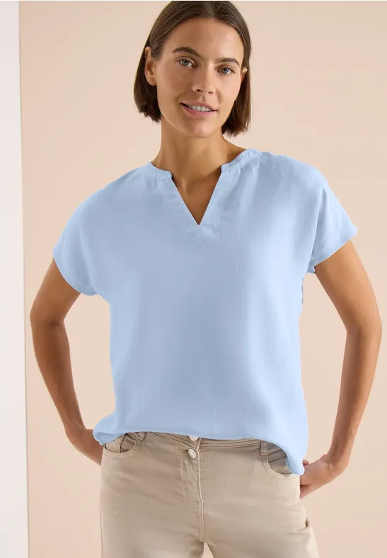 Cecil Damen Dropped Shoulder Bluse aus Leinenmix in Blau, Gr: L