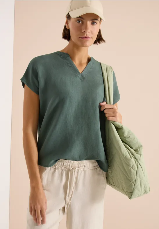 Cecil Damen Dropped Shoulder Bluse aus Leinenmix in Grün, Gr: L