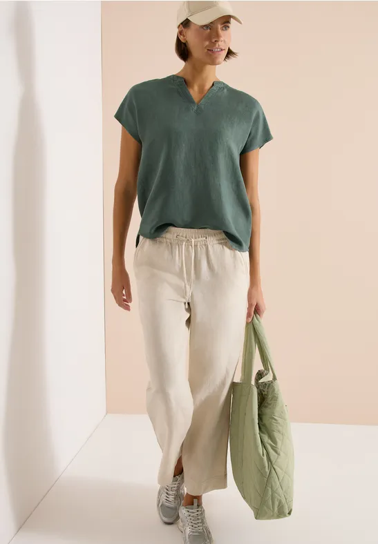 Cecil Damen Dropped Shoulder Bluse aus Leinenmix in Grün, Gr: L