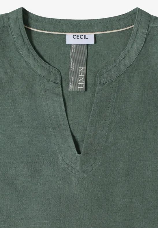 Cecil Damen Dropped Shoulder Bluse aus Leinenmix in Grün, Gr: L