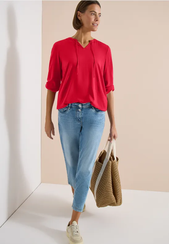 Cecil Damen Dropped Shoulder Bluse aus Leinenmix in Rot, Gr: L