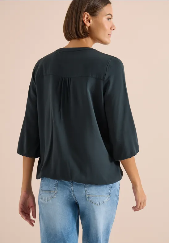 Cecil Damen 3/4-Arm Bluse mit Split Neck und Bändern in Grün, Gr: 3XL