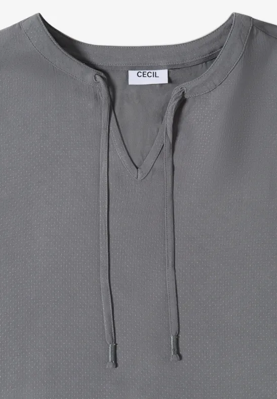 Cecil Damen Kurzarm Bluse mit Strukturmix in Grau, Gr: 3XL