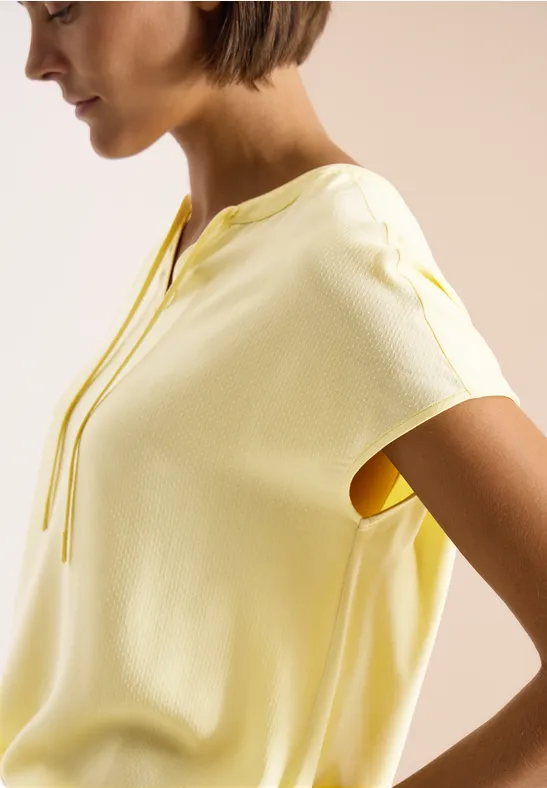 Cecil Damen Kurzarm Bluse mit Strukturmix in Gelb, Gr: 3XL