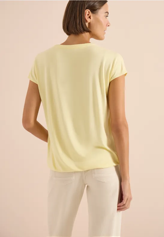 Cecil Damen Kurzarm Bluse mit Strukturmix in Gelb, Gr: 3XL