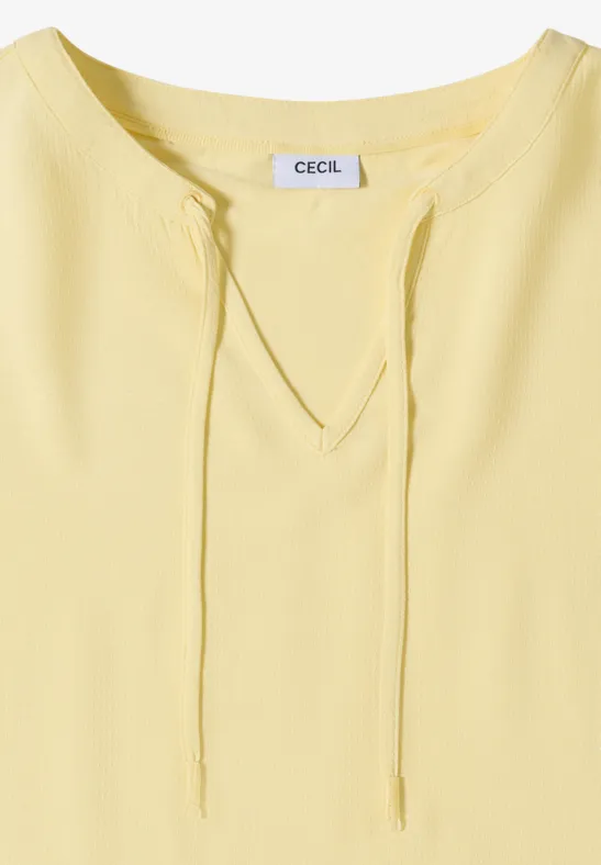 Cecil Damen Kurzarm Bluse mit Strukturmix in Gelb, Gr: 3XL