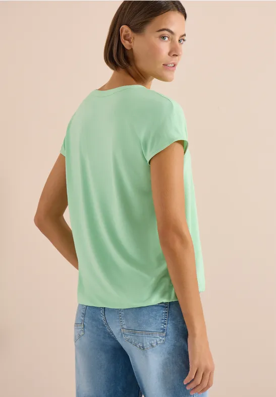 Cecil Damen Kurzarm Bluse mit Strukturmix in Grün, Gr: 3XL