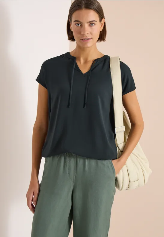 Cecil Damen Kurzarm Bluse mit Strukturmix in Grün, Gr: 3XL