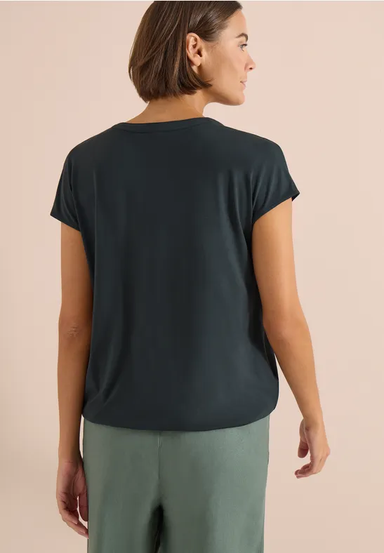 Cecil Damen Kurzarm Bluse mit Strukturmix in Grün, Gr: 3XL