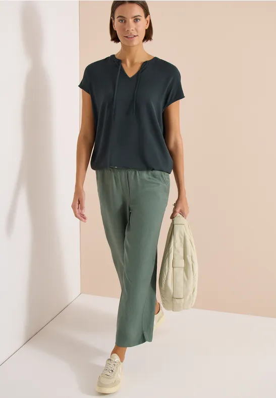 Cecil Damen Kurzarm Bluse mit Strukturmix in Grün, Gr: 3XL