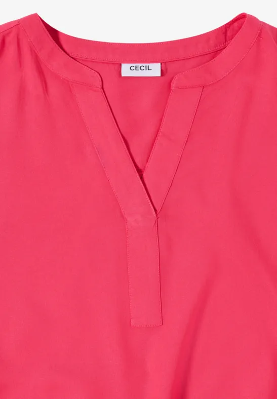 Cecil Damen Kurzarm Bluse mit Split Neck in Rot, Gr: 3XL