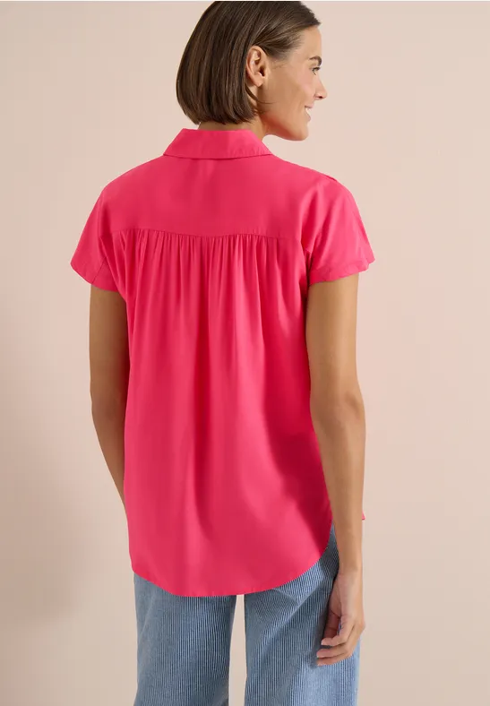 Cecil Damen Basic Bluse mit Hemdkragen in Unifarbe in Rot, Gr: 3XL
