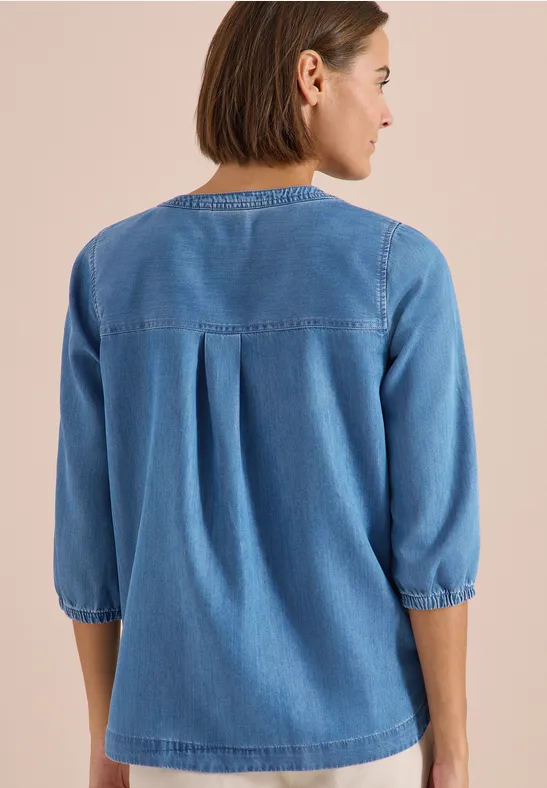 Cecil Damen 3/4-Arm Tunika im Denim-Look in Blau, Gr: XS