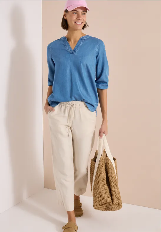 Cecil Damen 3/4-Arm Tunika im Denim-Look in Blau, Gr: XS