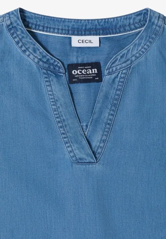 Cecil Damen 3/4-Arm Tunika im Denim-Look in Blau, Gr: XS
