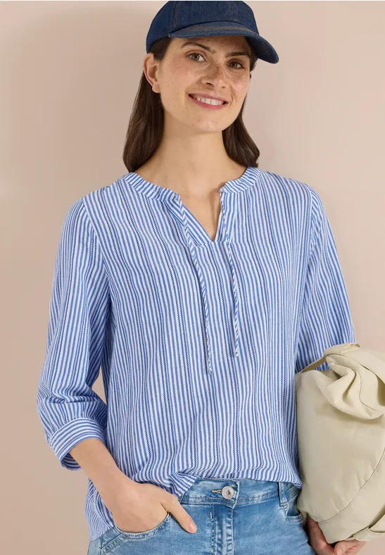 Cecil Damen 3/4-Arm Tunika mit Streifenmuster in Blau, Gr: L