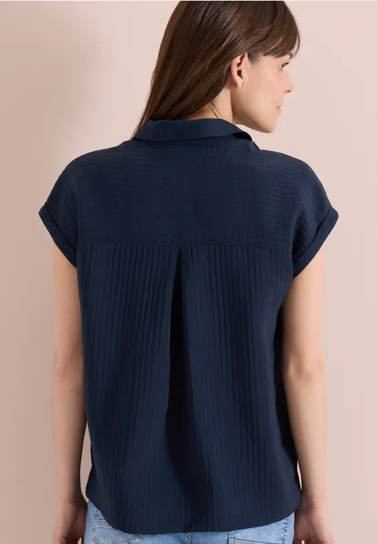 Cecil Damen Dropped Shoulder Bluse mit Struktur in Blau, Gr: L