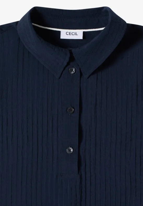 Cecil Damen Dropped Shoulder Bluse mit Struktur in Blau, Gr: L