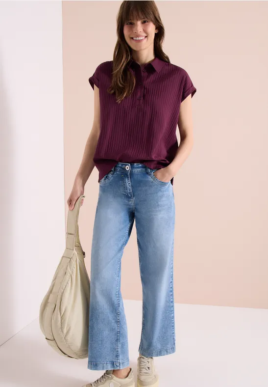 Cecil Damen Dropped Shoulder Bluse mit Struktur in Rot, Gr: L