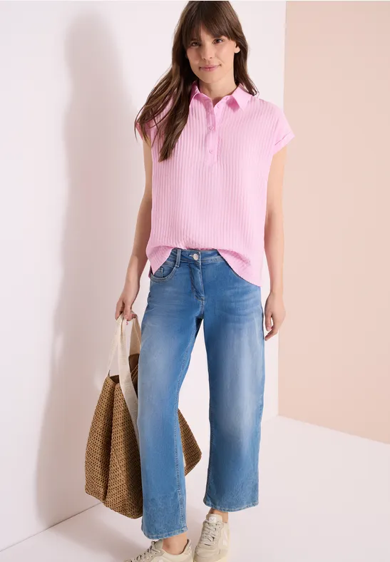 Cecil Damen Dropped Shoulder Bluse mit Struktur in Rosa, Gr: L
