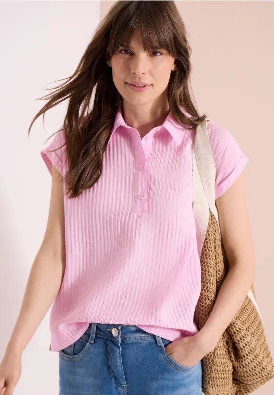 Cecil Damen Dropped Shoulder Bluse mit Struktur in Rosa, Gr: L