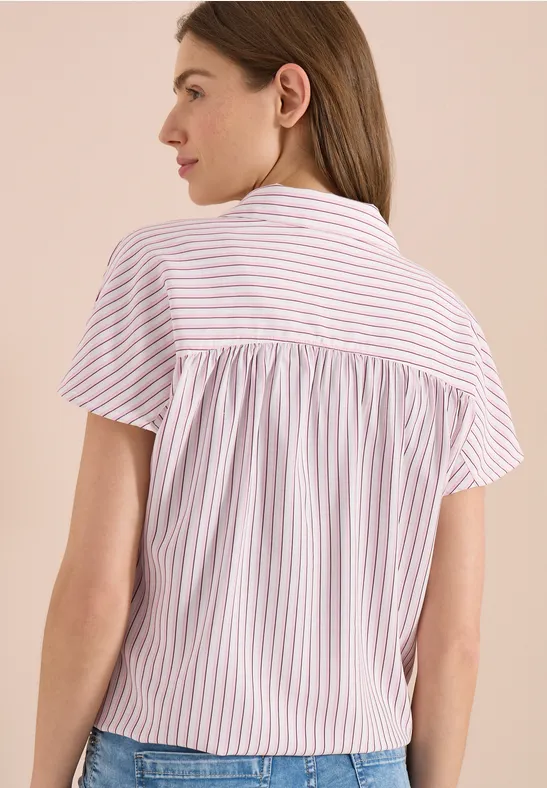 Cecil Damen Kurzarm Bluse mit Streifenmuster in Rosa, Gr: 3XL