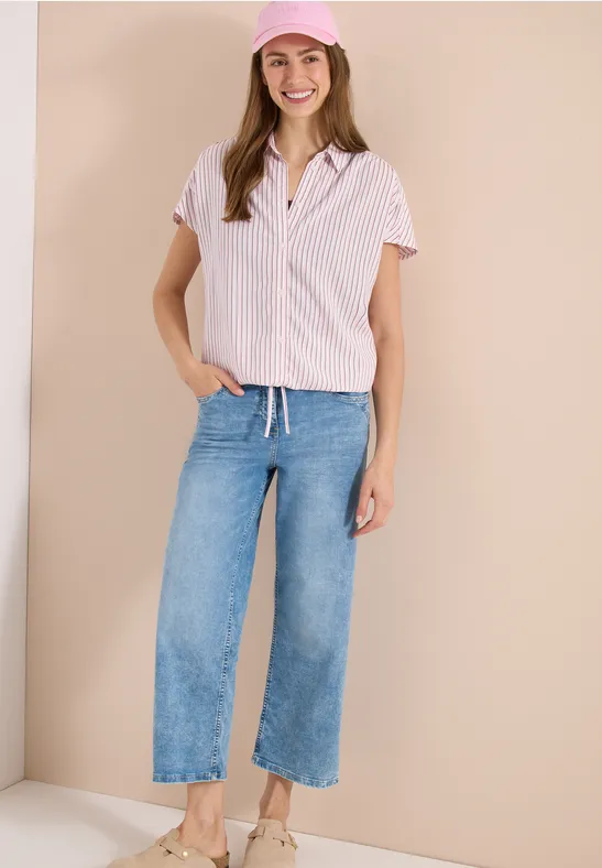 Cecil Damen Kurzarm Bluse mit Streifenmuster in Rosa, Gr: 3XL