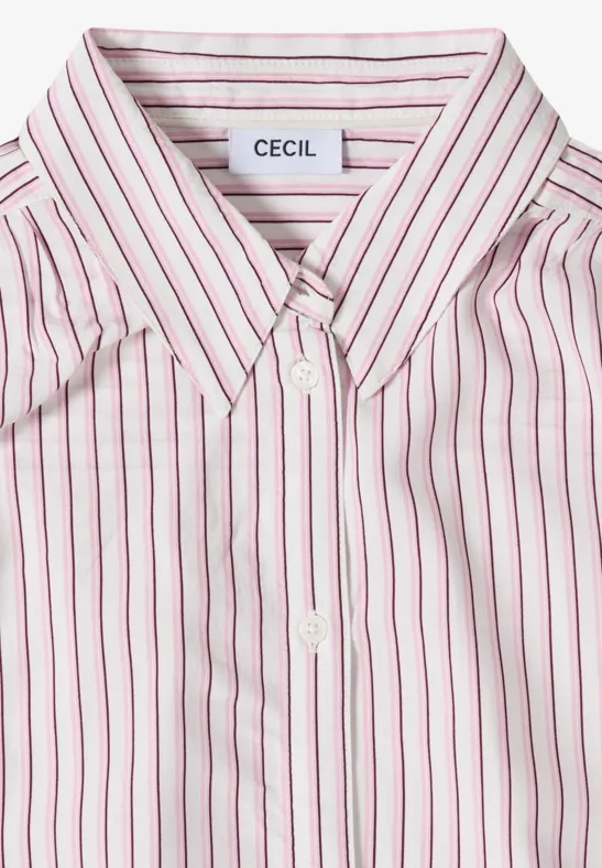 Cecil Damen Kurzarm Bluse mit Streifenmuster in Rosa, Gr: 3XL