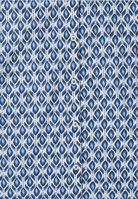 Cecil Damen Kurzarm Bluse mit Minimal Print in Blau, Gr: L