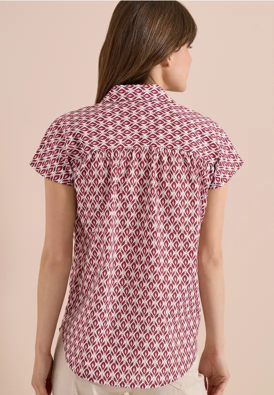 Cecil Damen Kurzarm Bluse mit Minimal Print in Rot, Gr: L