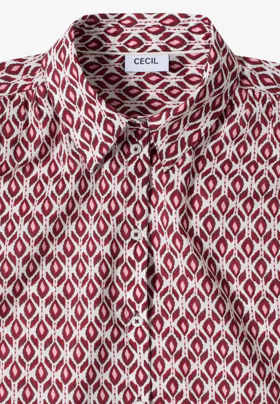 Cecil Damen Kurzarm Bluse mit Minimal Print in Rot, Gr: L