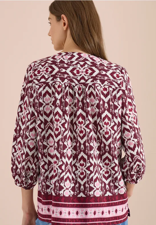 Cecil Damen 3/4-Arm Bluse mit grafischem Muster in Rot, Gr: 3XL